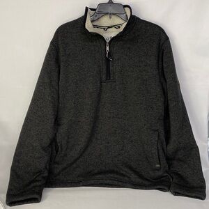 Orvis Men's Brighton Quarter-Zip Sherpa Lined Dark Gray Pullover Sweater Size L